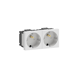 GGK Prise double 0° M45-2G-9010, 45x45mm avec broche de contact de protection (blanc)