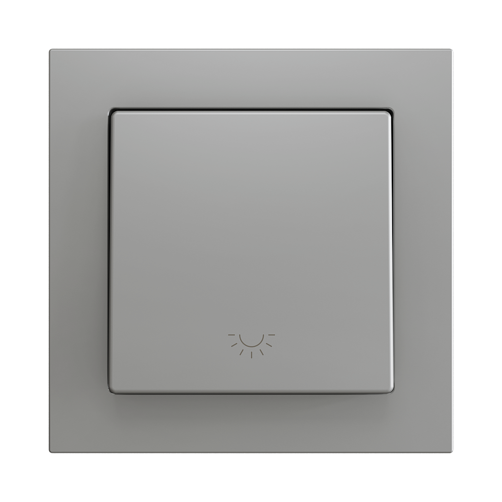 Zennio ZS55 - Bouton poussoir Soft - simple 1-p - icône éclairage (Argent) - VPE=10