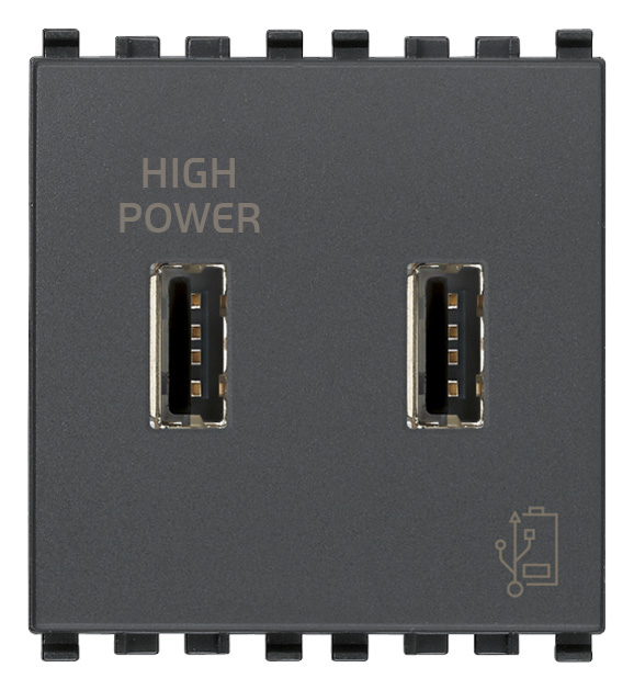 Vimar Eikon - Unité d'alimentation USB-A 5V 2,1A (Gris)