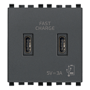 Vimar Eikon - 2x USB-C alimentation 5V 3A 2M (Gris)