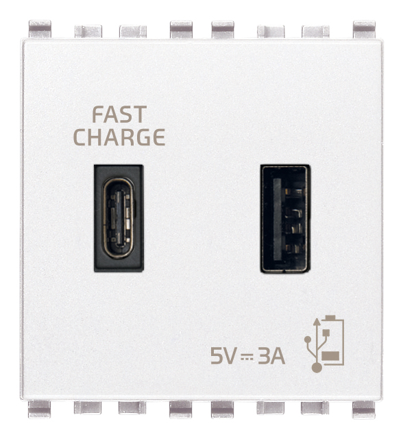 Vimar Eikon - USB-A+C Unité d'alimentation 5V 3A 2M (Blanc)