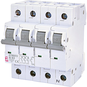 ETI Etimat 6 - Disjoncteur B 3p+N 6kA 63A