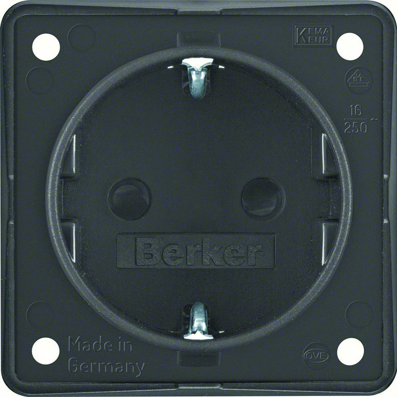 Berker Integro - Schuko stopcontact met contactbeveiliging - Insteekklemmen (Mat antraciet) - VPE=10