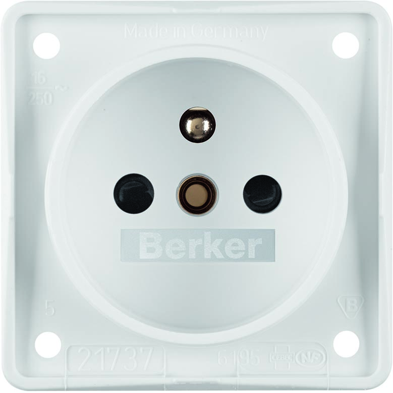 Berker Integro - Prise avec broche de terre et sécurité enfant (Blanc polaire mat) - UE=10