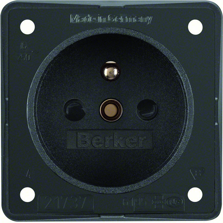 Berker Integro - Prise avec broche de terre et sécurité enfant (Anthracite mat) - UE=10